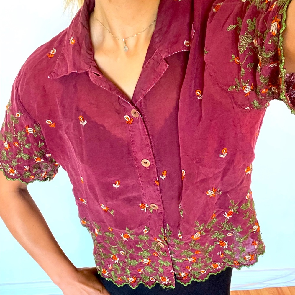 Vintage Johnny Was Floral Button Down Top